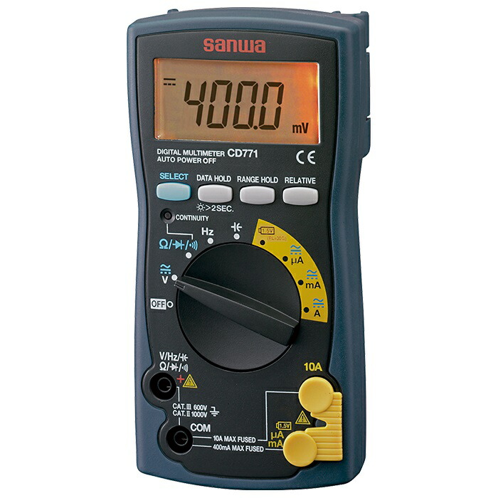 Я三和電気計器 【CD771-P】デジタルマルチメータ スタンダード テストリード付属 ブリスターパック|家電と住設のイークローバー