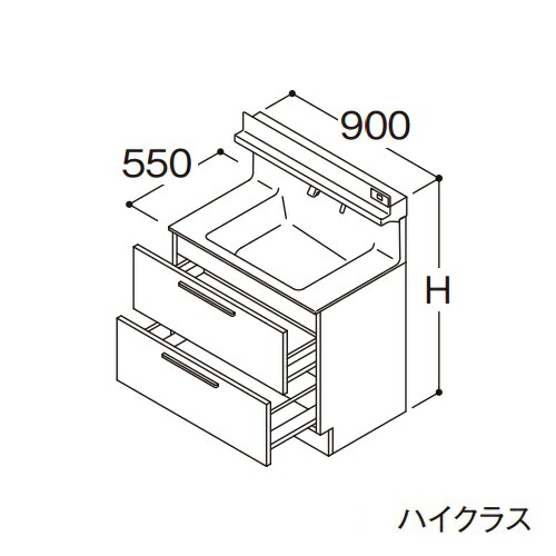 ●TOTO 【LDSFB090CCRDS1】洗面化粧台 ハイクラス オクターブ 2段引き出し 右側回避 カウンター高さ850mm 間口900mm 寒冷地 受注約1週〔GA〕 92,263円