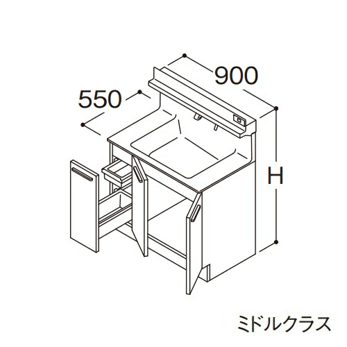 ●TOTO 【LDSFB090CJLDS1】洗面化粧台 ミドルクラス オクターブ 片引き出し 左側回避 カウンター高さ850mm 間口900mm 寒冷地 受注約1週〔GA〕