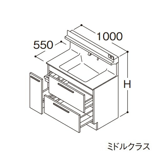 ●TOTO 【LDSFB100BDBDS1】洗面化粧台 ミドルクラス オクターブ 右側回避+体重計収納あり カウンター高さ800mm 間口1000mm 寒冷地 受注生産〔GA〕