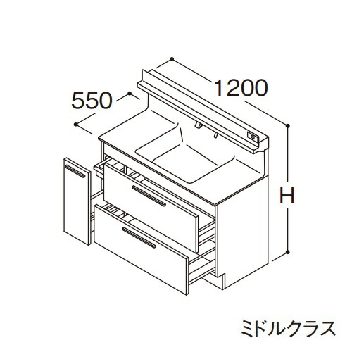 ●TOTO 【LDSFB120CDRDS1】洗面化粧台 ミドルクラス オクターブ 3Wayキャビネット 右側回避 カウンター高さ850mm 間口1200mm 寒冷地 受注約1週〔GA〕