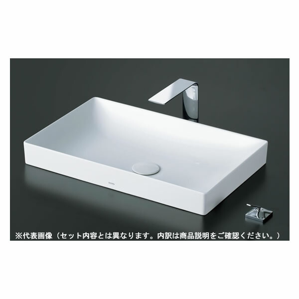 ●TOTO 書き割り品番【LS916#NW1+TLG02305JA】白いこと カウンタ式洗面器 ベッセル式 台付シングル雑ぜ合わせる水栓(エコシングル) 床水抜き金具(S落とし穴)