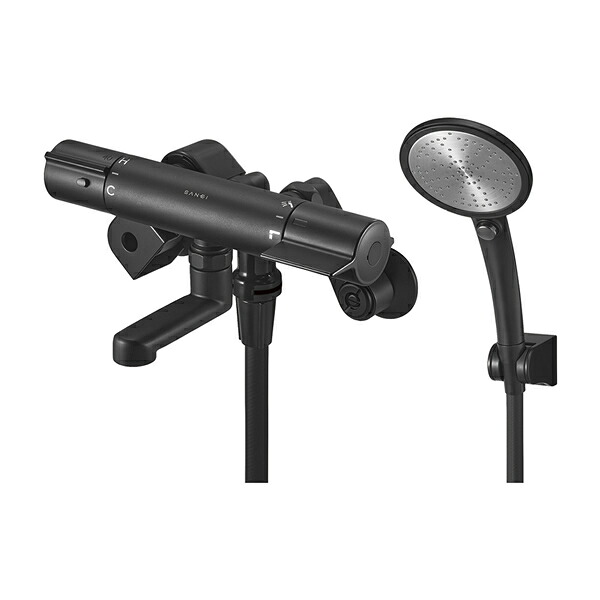 三栄水栓/SANEI 水栓金具【SK18CT5K-S-MDP】マットブラック サーモシャワー混合栓 寒冷地 受注生産〔FA〕