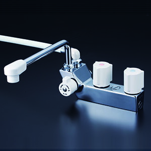 楽天市場】KVK 水栓金具【KF207NR3】デッキ型一時止水付2ハンドル