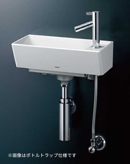 ●TOTO【LSH50BS】壁掛手洗器(角形) 立水栓セット Sトラップ(床給水 床排水)〔GD〕