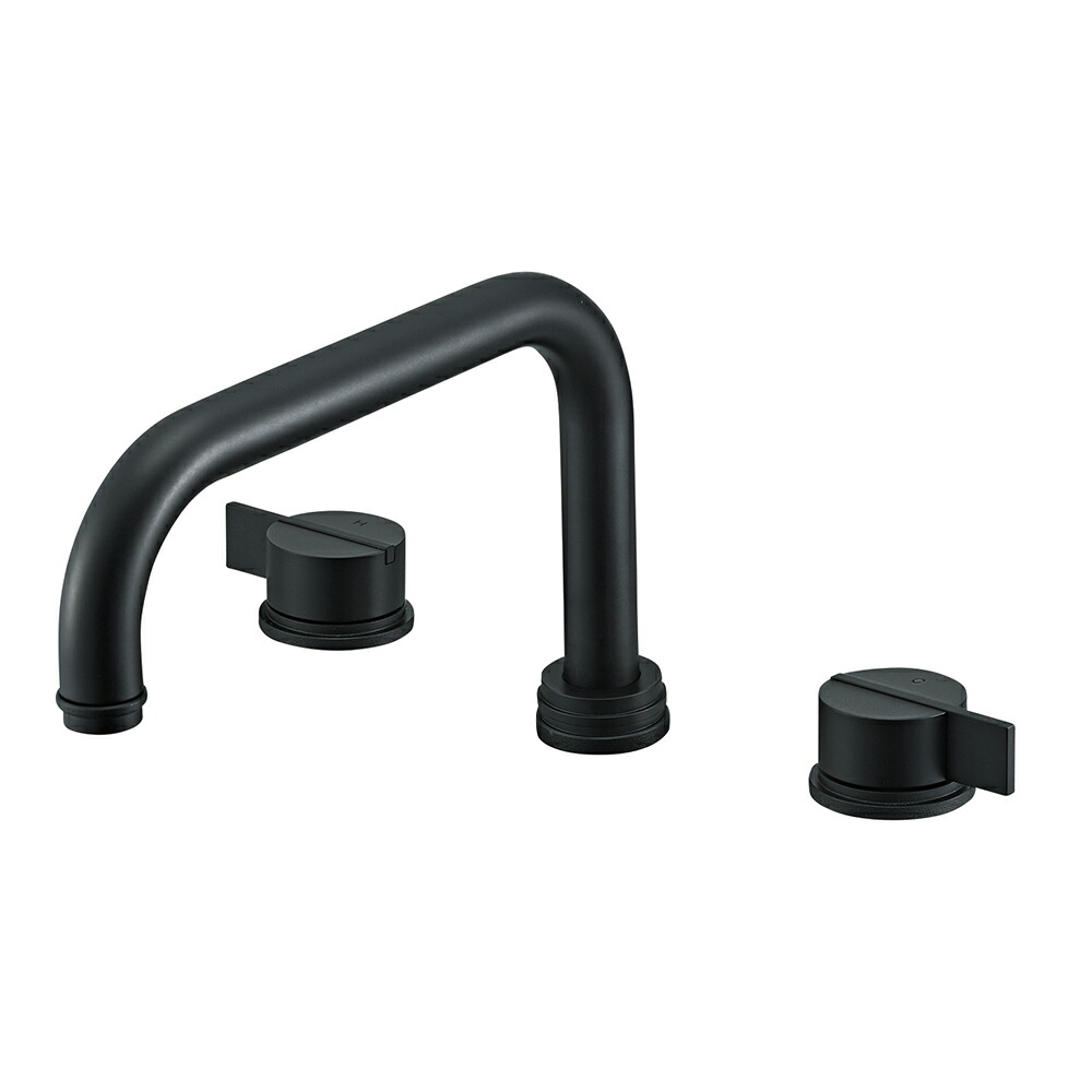 ≧三栄水栓/SANEI 水栓金具【K91410-MDP-13】ツーバルブデッキ混合栓(共用形) マットブラック 受注生産〔EA〕