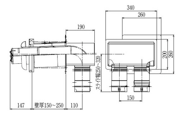●ψパロマ FF エコジョーズ 専用排気ガス筒かかわり合い部材【WTG-100BL-2N】(53165) ウォールとっ始め(直出し用) 当て嵌める壁厚活動の領域:150～250粍