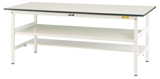 ●u.ヤマキン/山金工業【SUP-1545TF-WW】ワークテーブル 150シリーズ 固定式 中間棚 H740mm 半面棚板付 組立式