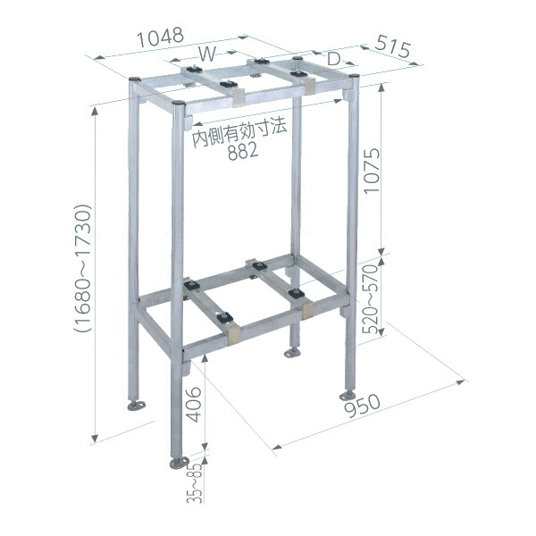 楽天市場】日晴金属 PC-NJ38 PCキヤッチャー 平地高置用 架台 高さ