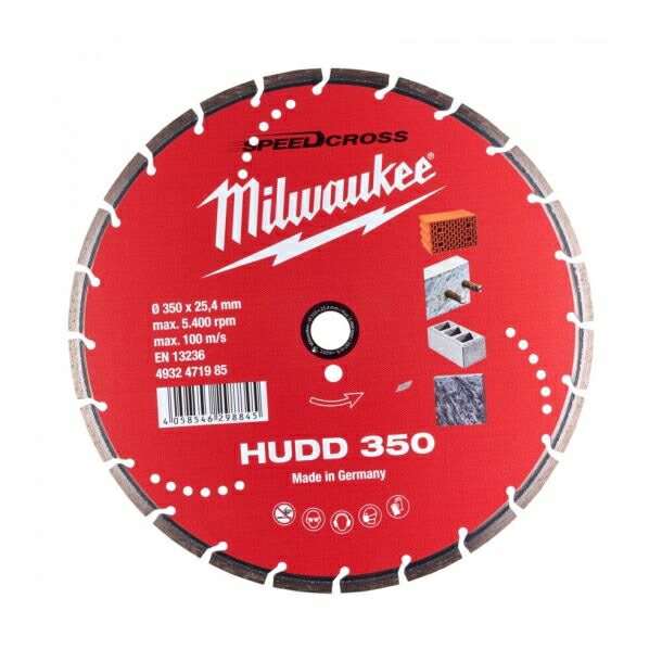 ▲●u.ミルウォーキー/Milwaukee 【4932471985】350粍 ダイヤモンドブレード (割り増し金一部分型・石工用)