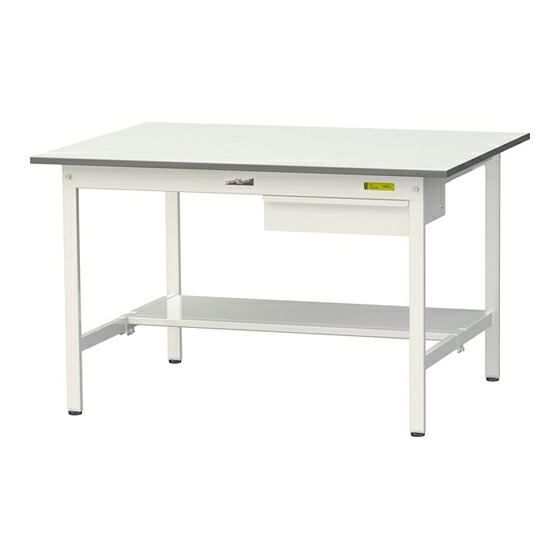 ●u.ヤマキン/山金工業 【SUP-1290UT-WW】ワークテーブル 150シリーズ(固定式 キャビネット付) H740mm 半面棚板付 組立式