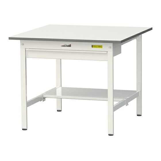 ●u.ヤマキン/山金工業 【SUP-990WT-WW】ワークテーブル 150シリーズ(固定式 ワイド引出し付) H740mm 半面棚板付 組立式 26,632円