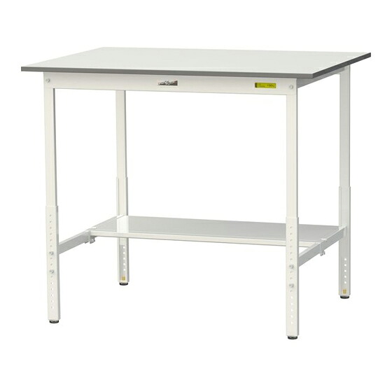 ●u.ヤマキン/山金工業 【SUPAH-1290T-WW】ワークテーブル 150シリーズ(高さ調整タイプ) H900～H1200mm 半面棚板付 組立式