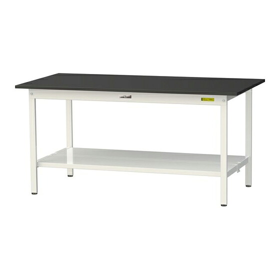 ●u.ヤマキン/山金工業 【SLK-1575TT-BKW】ワークテーブル LABシリーズ(固定式) H740mm 全面棚板付 ケミテクト天板(ブラック) 組立式｜家電と住設のイークローバー