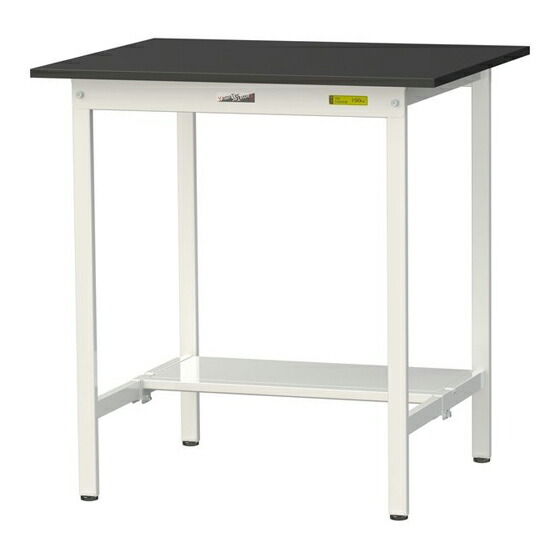 ●u.ヤマキン/山金工業 【SLKH-975T-BKW】ワークテーブル LABシリーズ(固定式) H950mm 半面棚板付 ケミテクト天板(ブラック) 組立式 26,943円
