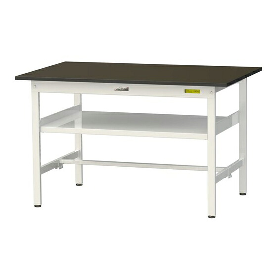 ●u.ヤマキン/山金工業 【SLM-1275F-BRW】ワークテーブル LABシリーズ(固定式 中間棚板付) H740mm 基本形 指紋レスメラミン天板(ブラウン) 組立式｜家電と住設のイークローバー
