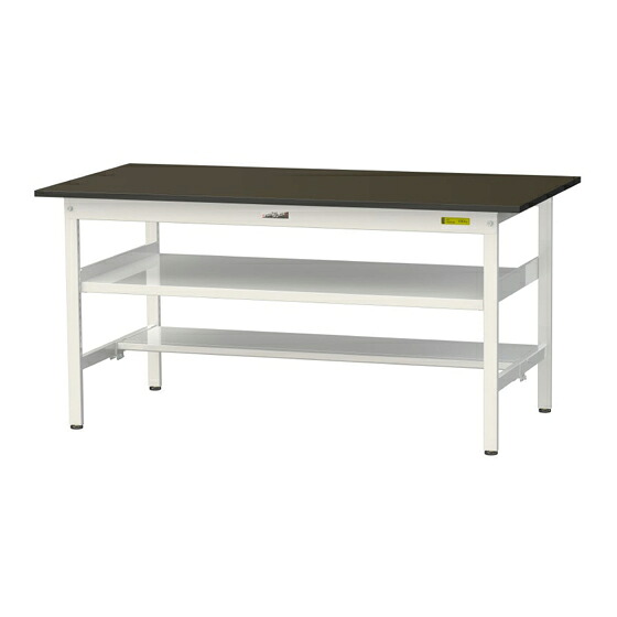 ●u.ヤマキン/山金工業 【SLM-1575TF-BRW】ワークテーブル LABシリーズ(固定式 中間棚板付) H740mm 半面棚板付 指紋レスメラミン天板(ブラウン) 組立式|家電と住設のイークローバー