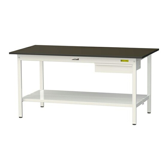 ●u.ヤマキン/山金工業 【SLM-1575UTT-BRW】ワークテーブル LABシリーズ(固定式 キャビネット付) H740mm 全面棚板付 指紋レスメラミン天板(ブラウン) 組立式|家電と住設のイークローバー