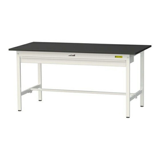 ●u.ヤマキン/山金工業 【SLK-1575W-BKW】ワークテーブル LABシリーズ(固定式 ワイド引出し付) H740mm 基本形 ケミテクト天板(ブラック) 組立式