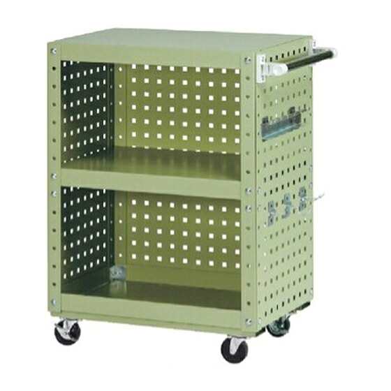 ●u.ヤマキン/山金工業 【W6CS-NP3-G】スペシャルワゴン パンチングパネル付(H900) W600×D400mm グリーン 組立式|家電と住設のイークローバー
