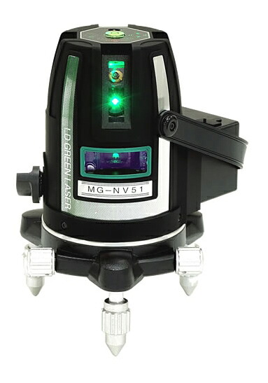 ●∂マイト工業 レーザー墨出し器【MG-NV51-R】マイティライン 本体＋受光器MK-01NV/セット (LDグリーンレーザー/ナビ) 4V/1H/1P