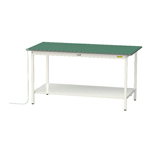 ●u.ヤマキン/山金工業 【SUPEH-1890TT-WW】ワークテーブル 150シリーズ 導電性マット貼りタイプ 固定式 H950mm 全面棚板付 組立式