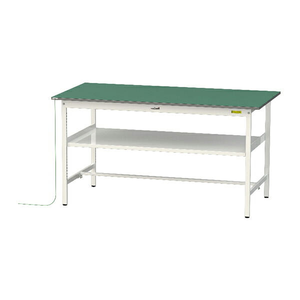 ●u.ヤマキン/山金工業 【SUPEH-1890F-WW】ワークテーブル 150シリーズ 導電性マット貼りタイプ 固定式 中間棚 H950mm 基本形 組立式｜家電と住設のイークローバー