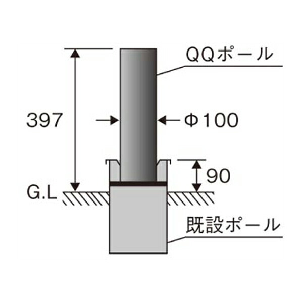 βパナソニック 照明器具【NYT2111】ローポールライトリニューアル専用 QQポール ポール径φ100 高さ600mm ミディアムグレーメタリック 受注生産 {V}