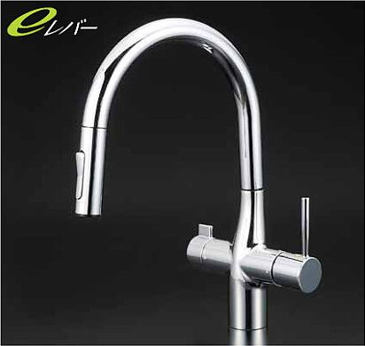 KVK 水栓金具【KM6081V11EC】浄水器専用シングルレバー式シャワー付混合栓 水栓本体のみ eレバー〔HB〕｜家電と住設のイークローバー