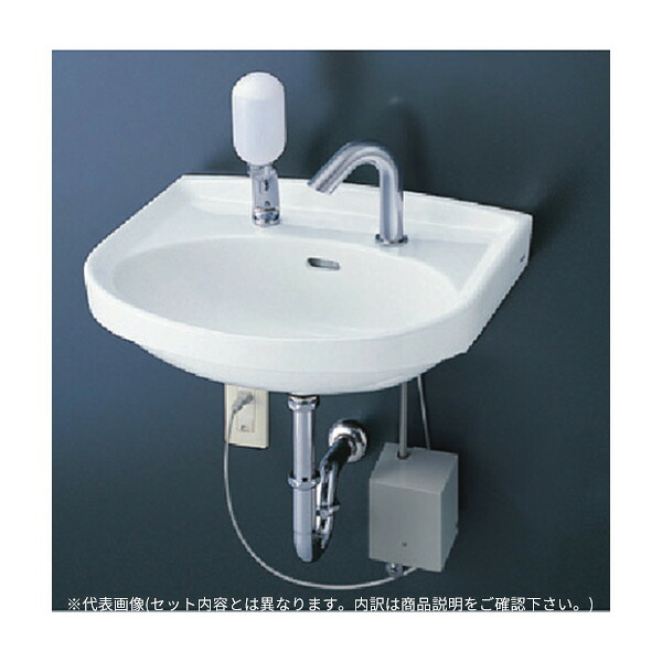 ●TOTO セット品番【L250CM+TLE28SS1A】壁掛洗面器 カウンター一体型 台付自動水栓(単水栓・AC100V) アクアオート 床排水金具(Sトラップ)｜家電と住設のイークローバー