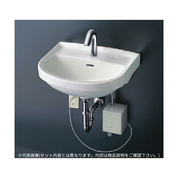 ●TOTO セット品番【L210C+TLE28SS1A】壁掛洗面器 カウンター一体型 台付自動水栓(単水栓・AC100V) アクアオート 床排水金具(Sトラップ)