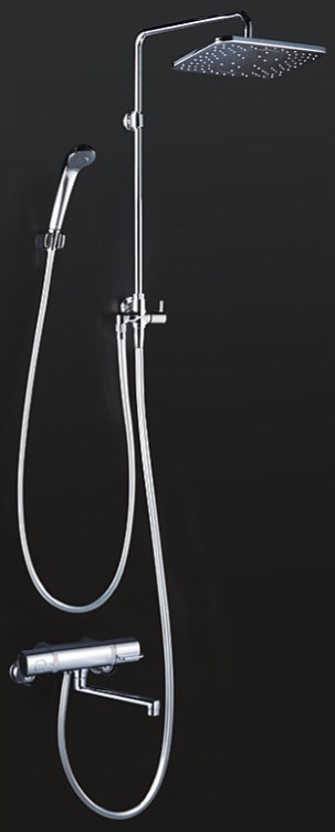 KVK 水栓金具【KF3110】浴室用水栓 オーバーヘッドシャワー付サーモ 170mmパイプ付 右仕様〔HB〕
