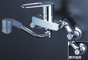 πKVK 水栓金具【MSK110KZRFUT】シングルレバー式シャワー付混合栓 寒冷地用〔HB〕｜家電と住設のイークローバー