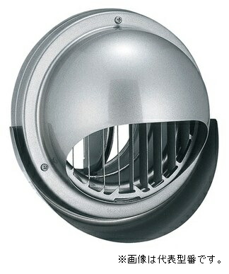 バクマ工業【KND-150MTGV】丸型フード付縦ガラリ換気口 水切り付タイプ 防火ダンパー付 シルバーメタリックライト〔HI〕
