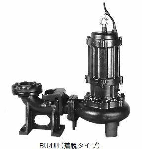 ●川本ポンプ【BU4-805-1.5(着脱タイプ)】50Hz 汚物水中ポンプ 4極 三相200V 非自動型 BU4形 ノンクロッグタイプ〔GF〕