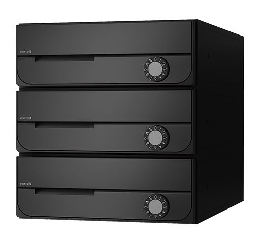 ▲●u.ナスタ/Nasta【KS-MB5002PU-3R】ポスト 前入前出 屋内タイプ ラッチ錠 戸数3