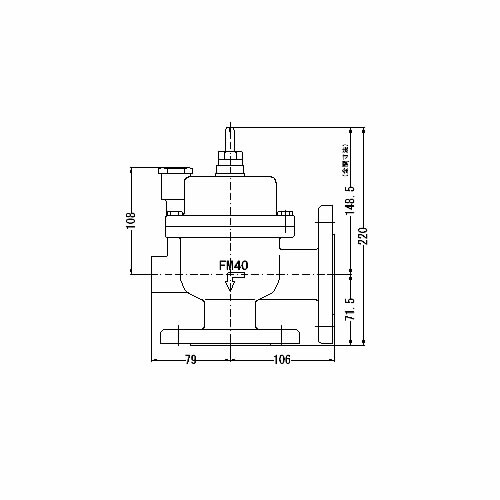 FMバルブ製作所【FMバルブ 3L-F型 40A】(アングル型) 定水位弁 取付タイプ(フランジ型) 本体材質(鉛レス青銅)〔EI〕