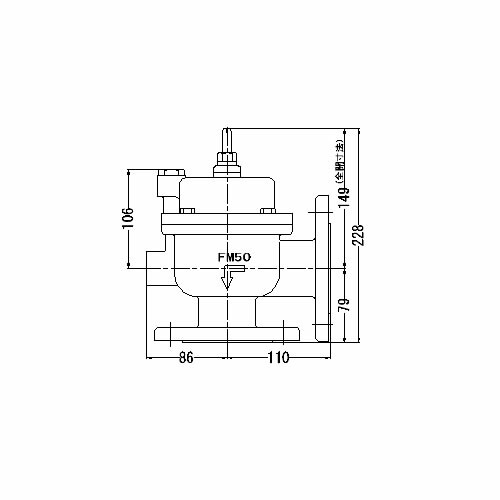 FMバルブ製作所【FMバルブ 3L-F型 50A】(アングル型) 定水位弁 取付タイプ(フランジ型) 本体材質(鉛レス青銅)〔EI〕