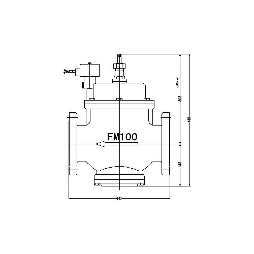 FM弁膜製造所【FM電磁弁 なおなお書き-1型 100A DC24/AC24V】手動開閉弁付 通電「開」 滑りだし手合い(フランジ型) 本体材質(鉛受け答え青銅)〔EI〕