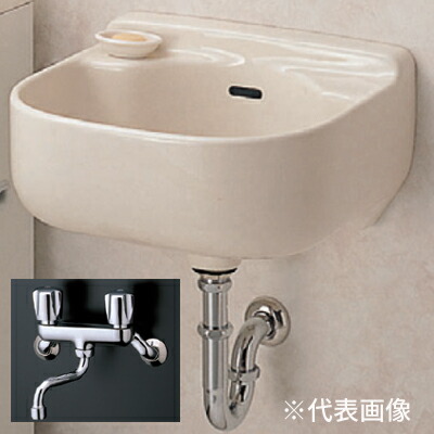 ●TOTO セット品番【SK500+TKG20B2U】マルチシンク(小形) 壁付2ハンドル混合水栓 床排水金具(Sトラップ)
