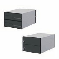 ●u.田島金属元素細工物【MX-91-28FBY-2-B (my電話番号錠)】寄りあつまる住み家用 置き手紙受箱 前入後出 ヨコ食い違い扉 2段 黒いこと 投じる口側：防雨遣りかた 省空白文字手合い