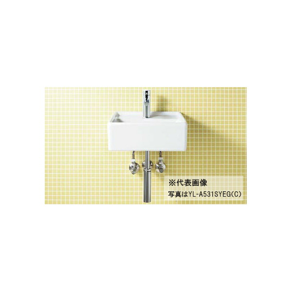 INAX/LIXIL コンパクト洗面器【YL-A531SYEBV】ベッセル式 シングルレバー混合水栓(エコハンドル) 床給水 床排水(Sトラップ) 排水口カバーなし〔HC〕