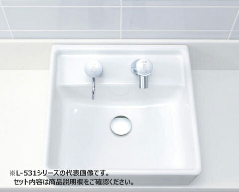 ●INAX/LIXIL セット品番【L-531N/BW1+AM-300TCV1】ピュアホワイト 角形洗面器 壁掛式施工 自動水栓 壁給水・壁排水(Pトラップ)