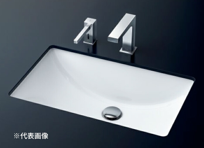 ●TOTO 書き割り品番【L502+TLG07301J】カウンタ式洗面器 アンダーカウンタ式 台付シングル雑ぜ合わせる水栓(エコシングル) 壁水抜き金具(P落とし穴)
