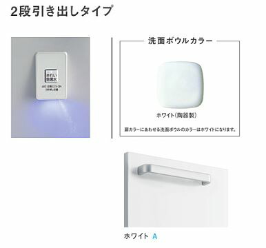 ●TOTO 洗面化粧台【LDSWB075BCGJN1A】(ホワイト) サクア 2段引き出しタイプ 洗面ボウル高さ800 きれい除菌水搭載 間口750〔HH〕