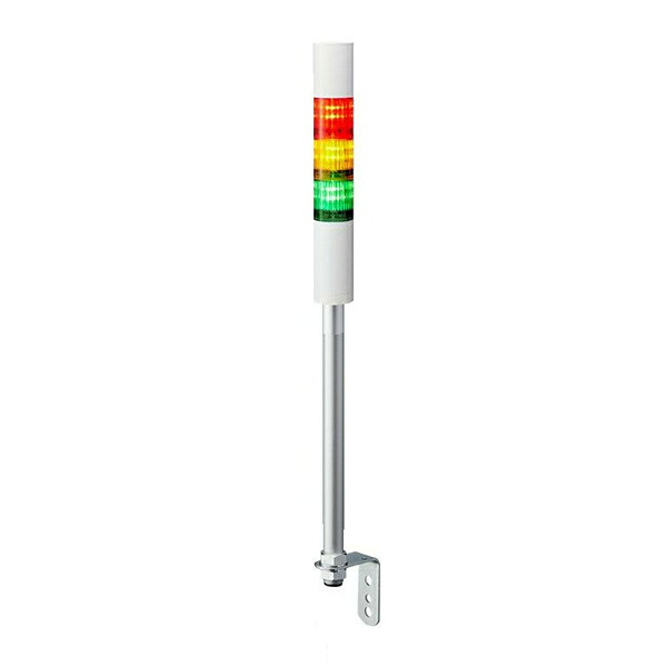 Яパトライト 【LR4-302LJBW-RYG】赤・黄・緑 積層信号灯 シグナル・タワー DC24V φ40mm 85dB ポール取付＋Lアングル 組立完成品