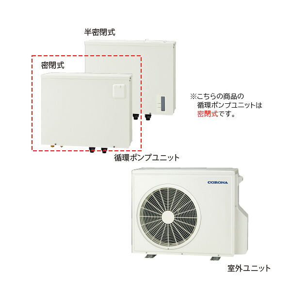 ●コロナ 【ERS-60CM】(室外ユニット、循環ポンプユニットのみ) エコ暖システム6.0 ヒートポンプ式温水暖房システム 密閉式 単相200V リモコン別売〔GH〕|家電と住設のイークローバー