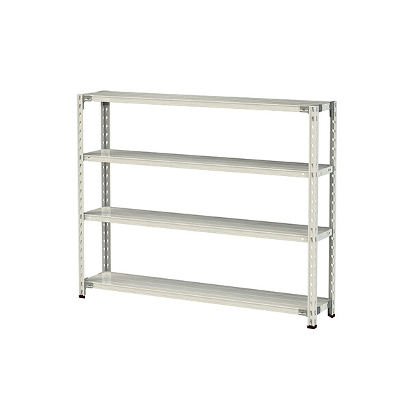 ●u.ヤマキン/山金工業【1.5S4530-4W】ボルトレス軽中量ラック(150kg/段) 4段 間口1500mm ホワイトグレー 組立式 14,633円