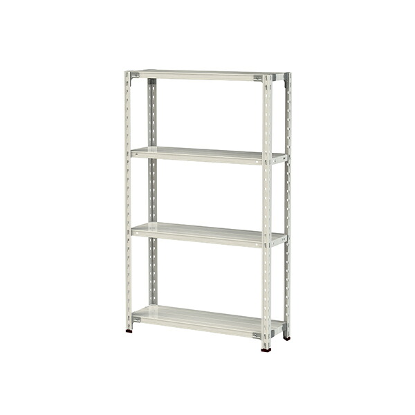 ●u.ヤマキン/山金工業【1.5S5330-4W】ボルトレス軽中量ラック(150kg/段) 4段 間口900mm ホワイトグレー 組立式