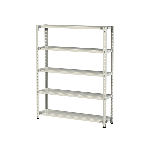 ●u.ヤマキン/山金工業【1.5S5430-5W】ボルトレス軽中量ラック(150kg/段) 5段 間口1200mm ホワイトグレー 組立式｜家電と住設のイークローバー